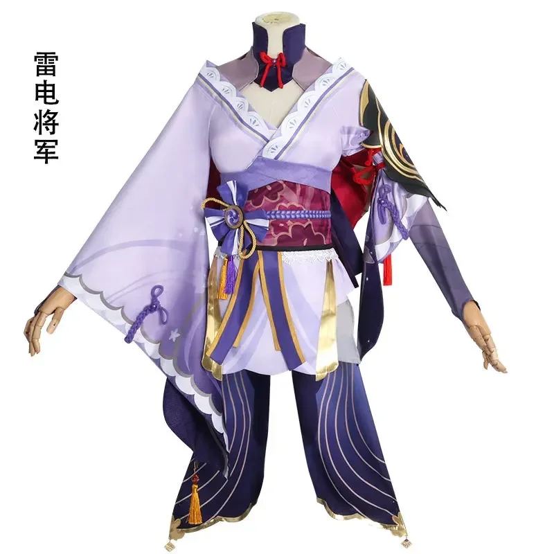 Amine Genshin Impact Raiden Shogun Cosplay Costume Baal Wig Shoes Halloween Costumes for women Kimono Dress UP Uniform Cosplay