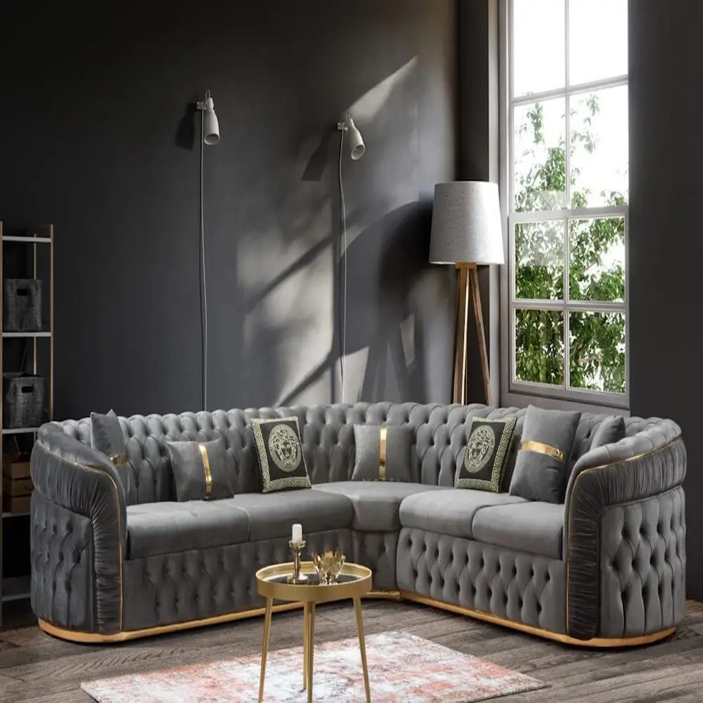 *LUXURY CHESTERFIELD SOFA SET WOOD MODERN FURNITURE BEST SELLER LIVING ROOM and WORKSHOP SET