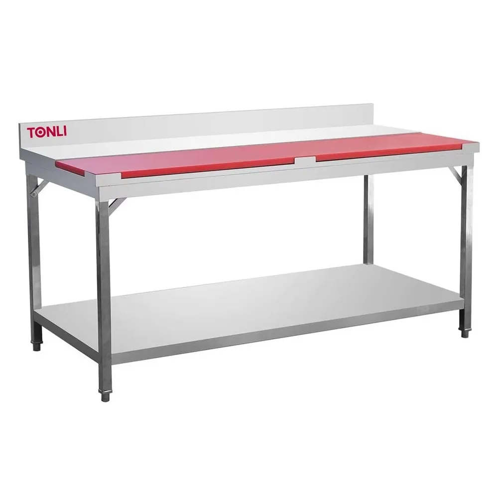 Commercial Stainless Steel Food Prep Table with Removable HDPE Cutting Board Heavy Duty Kitchen Workstation for
