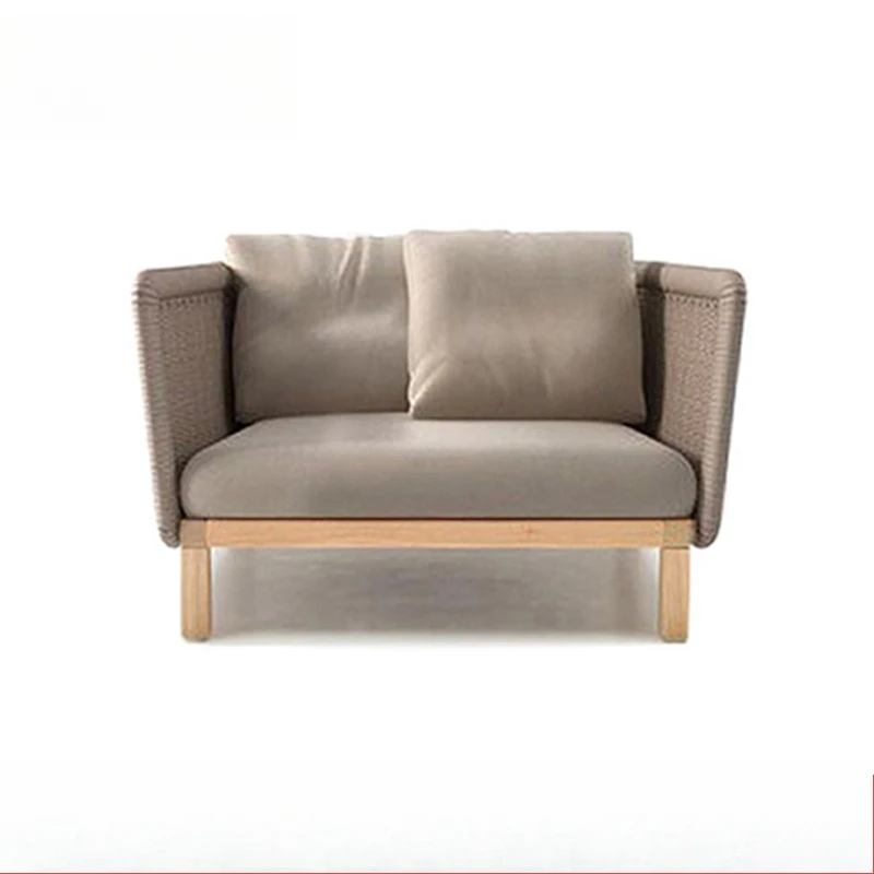 

Outdoor solid wood leisure sofa coffee table combination, villa outdoor open-air terrace rattan sofa courtyard furniture