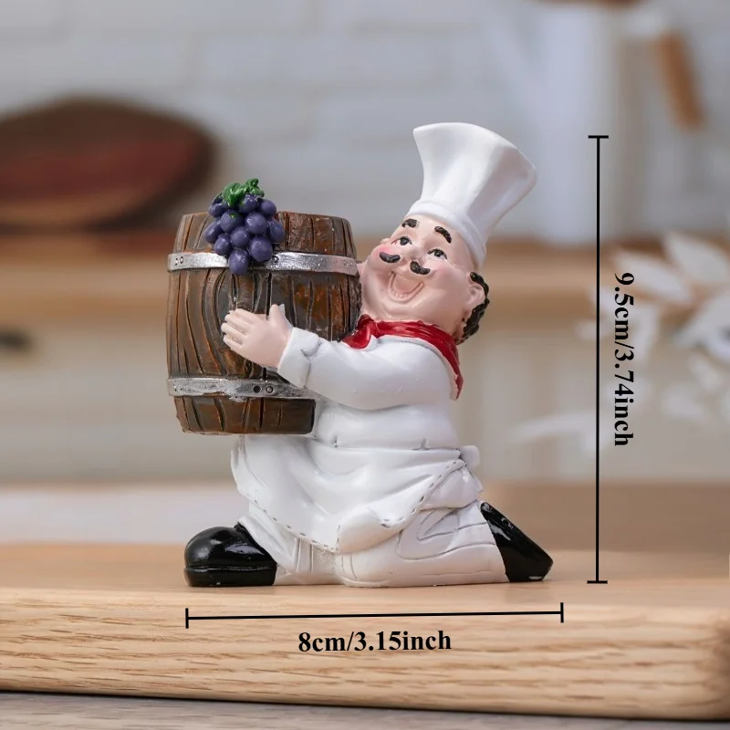 2pcs Charming Chef-Themed Toothpick Holder with Wooden Bucket - Resin, No Power Needed, Perfect for Home & Party Decor