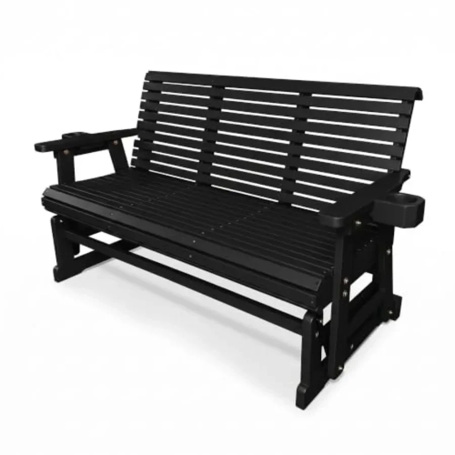 Patio Glider with Cup Holders, High Roll Back and Deep Contoured Seat, Heavy Duty 800 Lb