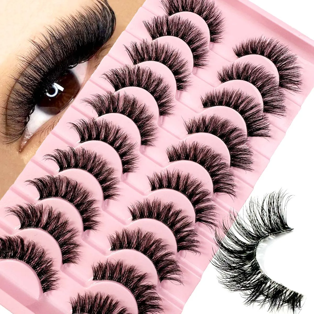 Cílios 3d vison cílios naturais cílios claros haste cílios postiços olho de gato cílios efeito de extensão de cílios