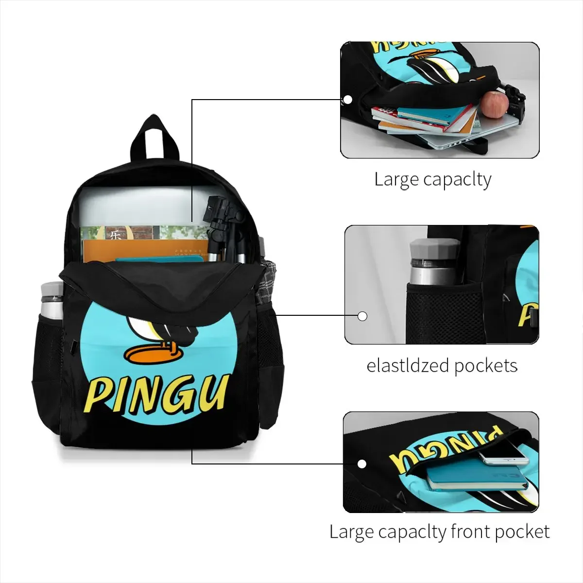 Pingu The Penguin Large Capacity Backpack Cute Schoolbag Storage Bag Large Capacity