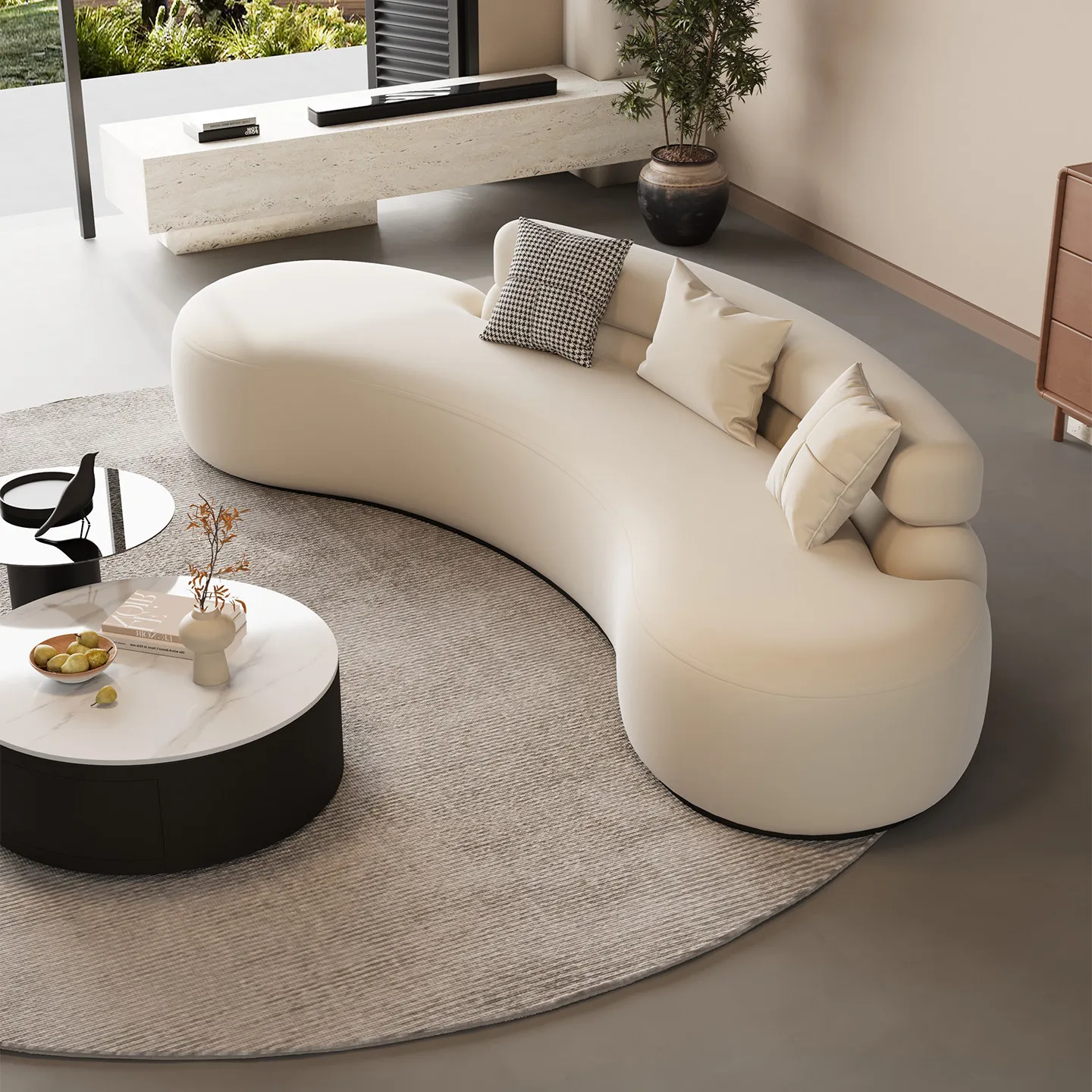 & Curved Fabric  Modern Design Durable Sofa Set Luxurious Upscale for Beauty Salons Hotels Offices Business Negotiation Area
