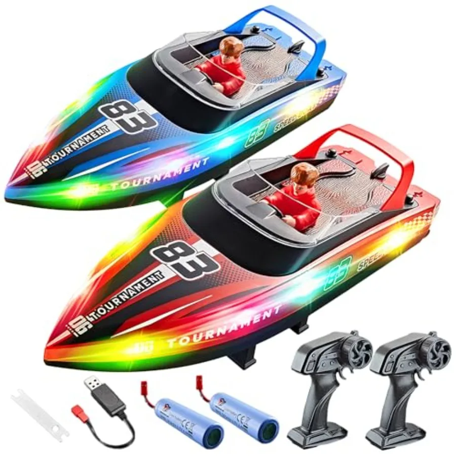 

Remote Control Boat, 2 Packs 10 inch Fast Speed RC Boat 15 KPH for Pools and Salt Water, Summer Toys for Adults and Ideal Gifts