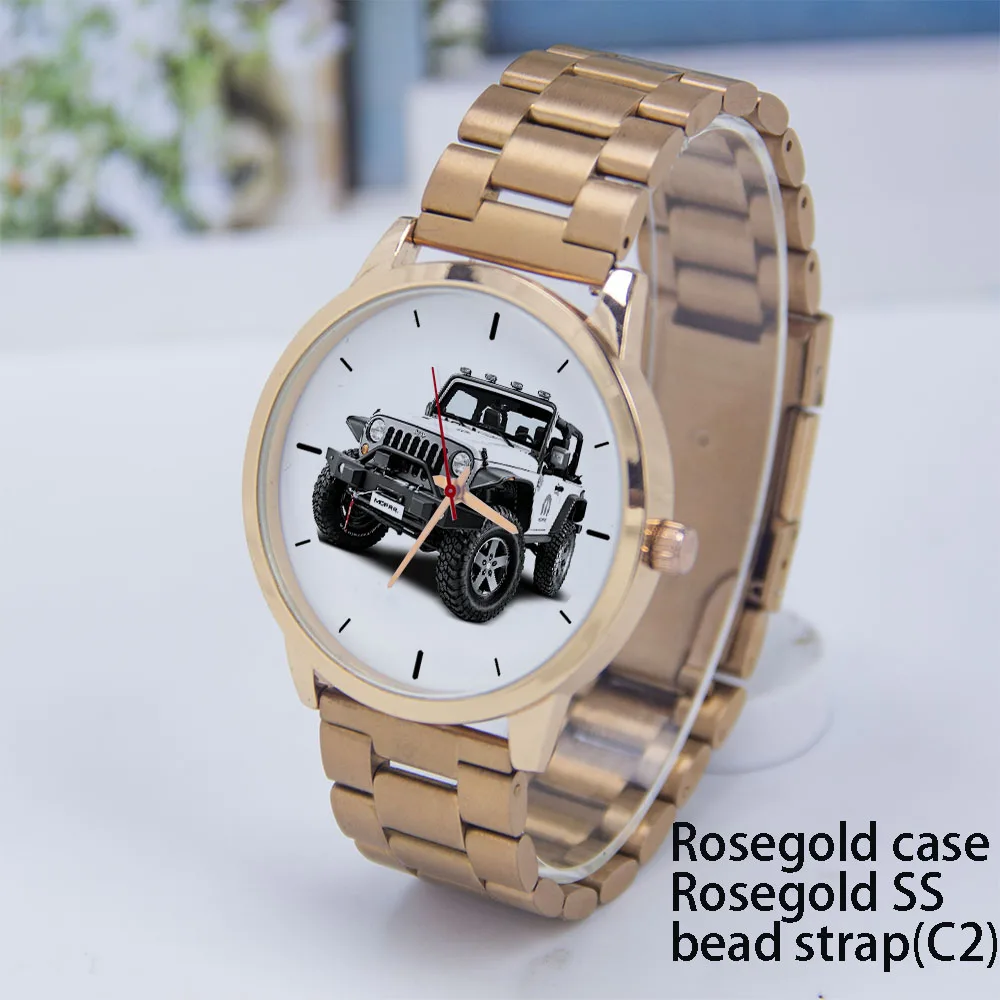 

Unisex Off-Road Vehicle Dial Quartz Watch Rose Gold 45/38mm Personalized SUV design Steel Leather Strap