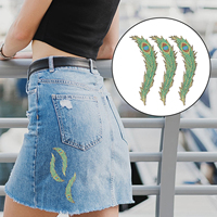 3 Pcs Embroidered Cloth Patch Lightweight Peacock Appliques for Clothes Jeans Bags Iron On Patches Crewel Embroidery Storage