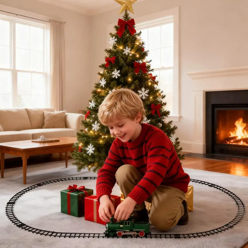 42 Pcs Christmas Train Set with Steam Spray Remote Control Realistic Sound Track Holiday Decor Kids Gift