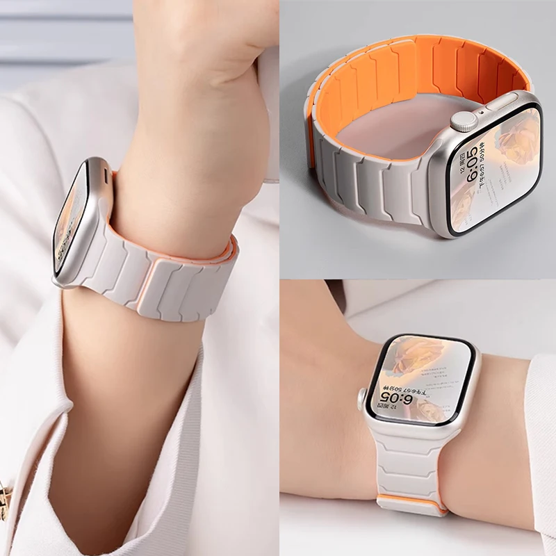 حزام سيليكون مغناطيسي لساعة أبل الترا 2 49 مللي متر 46 مللي متر 45 مللي متر سوار لسلسلة Iwatch 10 9 8 7 6 SE 5 38 44 مللي متر 42 مللي متر 40 مللي متر