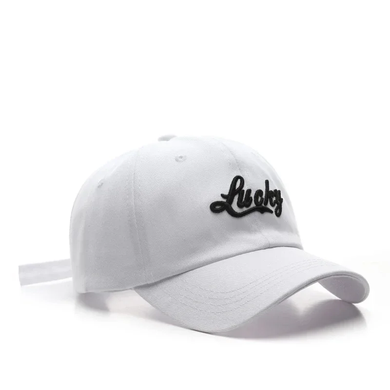 Lucky Embroidery Casual Baseball Cap Solid Color Simple Dad Hat Unisex Sun Hats For Women Men