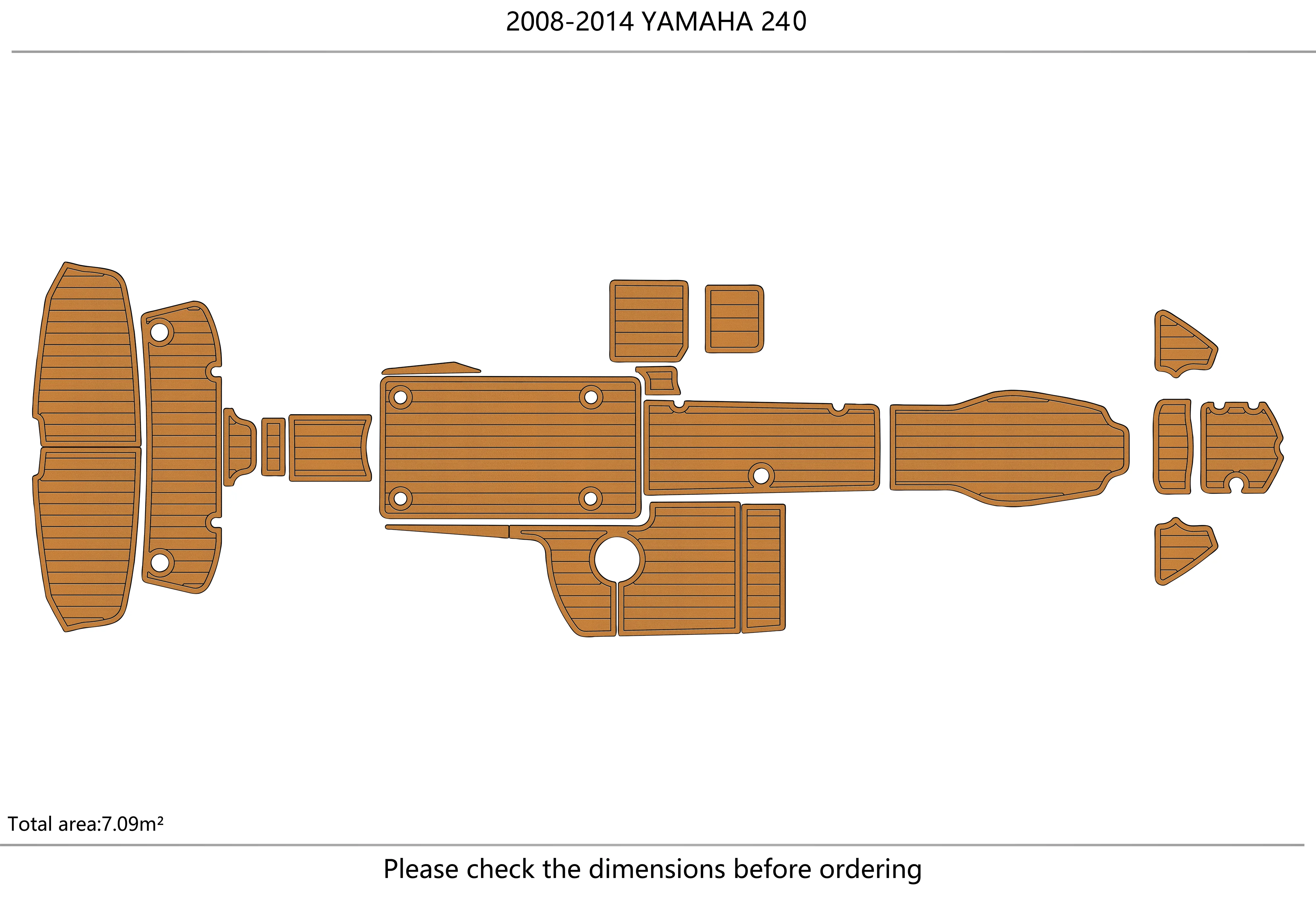 Eva foam Fuax teak seadek marine floor For 2008-2014 YAMAHA 242  Cockpit Swim platform 1/4