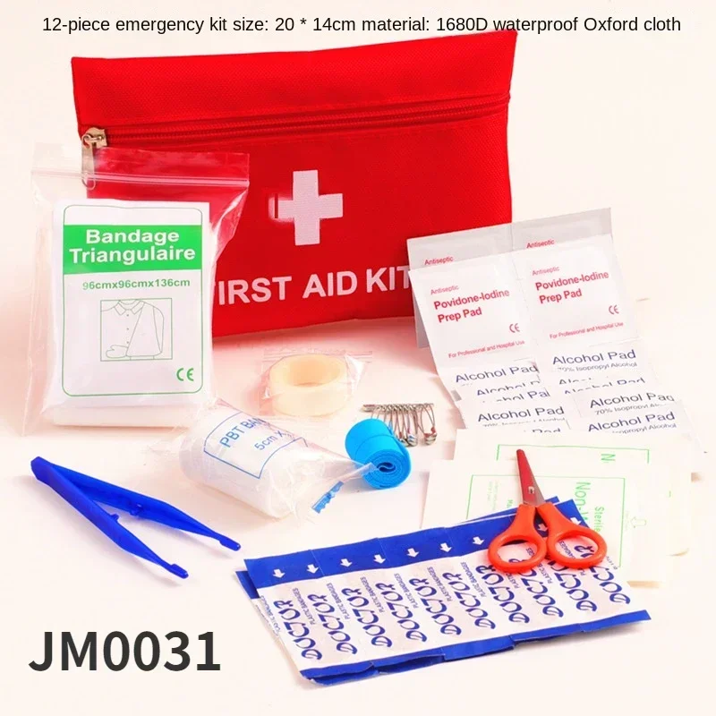 12Pcs Portable Travel First Aid Kit Survival Bag Mini Emergency Bag for Car Home Picnic Camping Travelling Outdoor Survival Kit