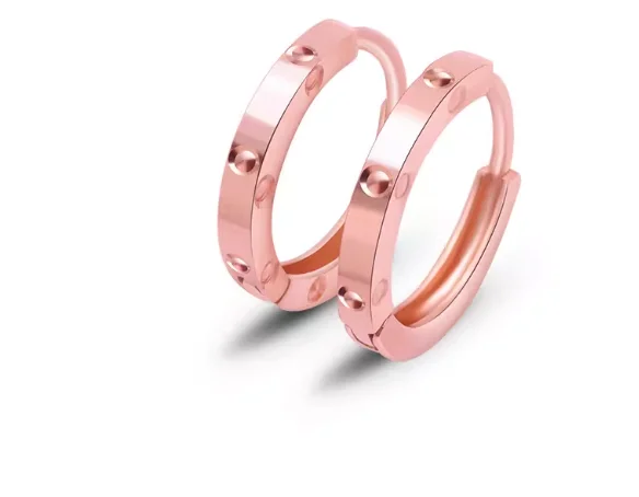 

14k gold earrings 585 jewelry rose gold earrings hoop earrings 7mm 8mm