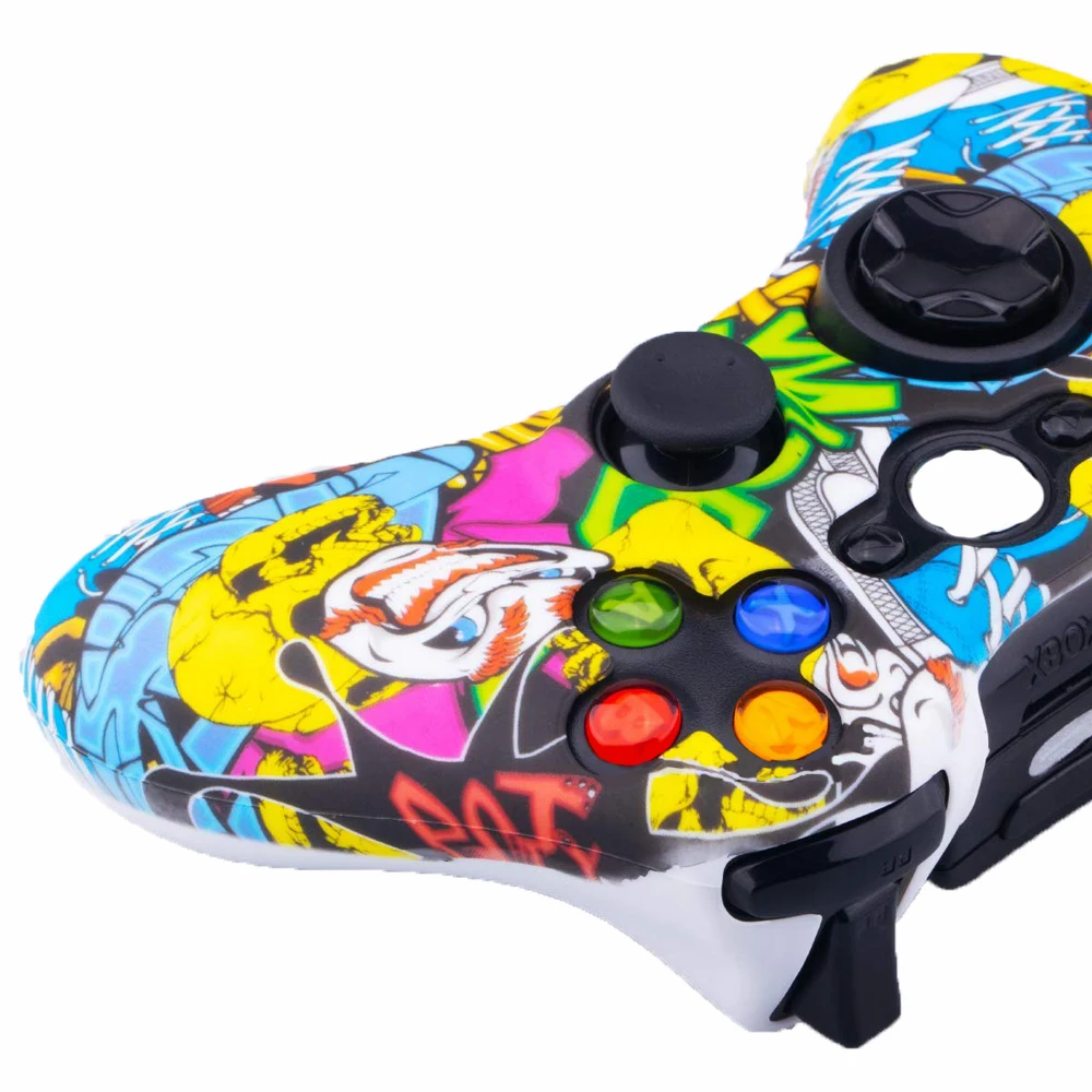 Zomtop水転写印刷保護スキンマイクロソフトxbox 360 有線/ワイヤレスコントローラシリコンケースカバーキャップ