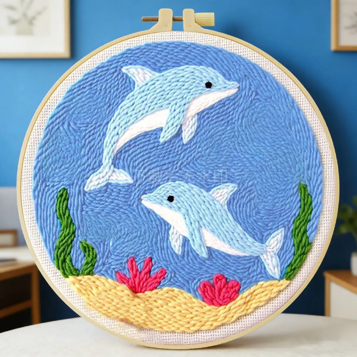 20X20CM/7,87 Zoll Wal-Sticknadel-Set, Stickerei-Kit, Strickstickerei, DIY, handgemachtes Geschenk, Nähkunst – Detail 6