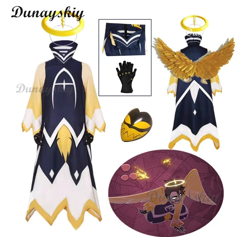 Adam Cosplay masculino, terno de Dia das Bruxas, roupa de Halloween, desenho animado de anime, adereços de hotel para meninos, vestido, luvas, roupa completa, novo