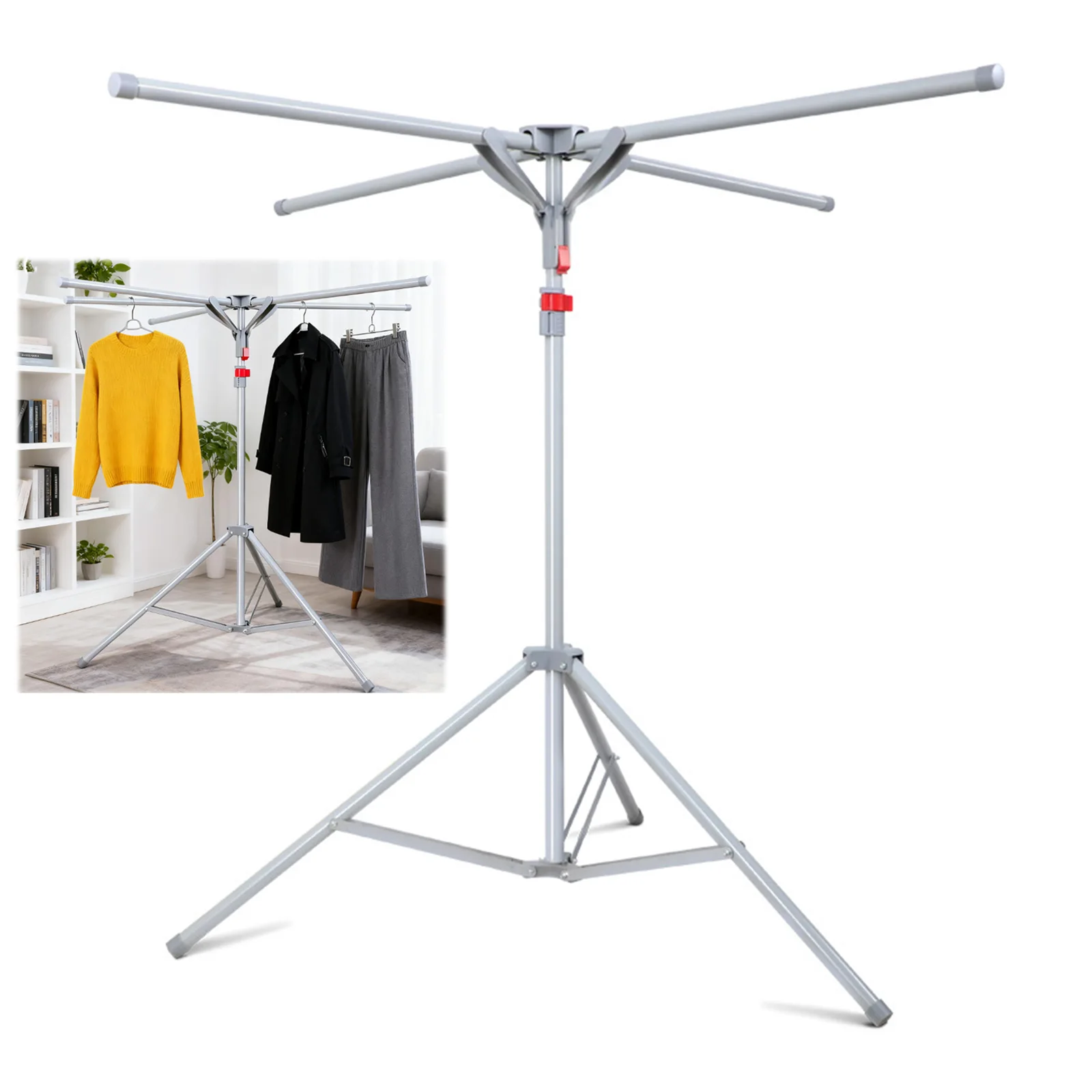 

51.18-70.87inch Foldable Tripod Clothes Drying Rack Adjustable Height Upgraded Standing Drying Rack for Indoor/Outdoor Towel