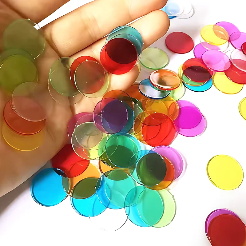 Round Markers 19 mm Plastic Count Chips Assorted Color Montessori Sensory Counting Teaching Materials Bingo Board Game Props ZYF