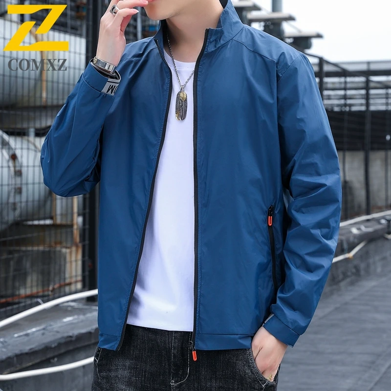 سترة حماية من الأشعة فوق البنفسجية بياقة واقفة للرجال بعامل حماية من الأشعة فوق البنفسجية 50 + معطف جلد بسحاب مع أكمام طويلة قابلة للتنفس لملابس الصيف الواقية من الشمس في الهواء الطلق #6