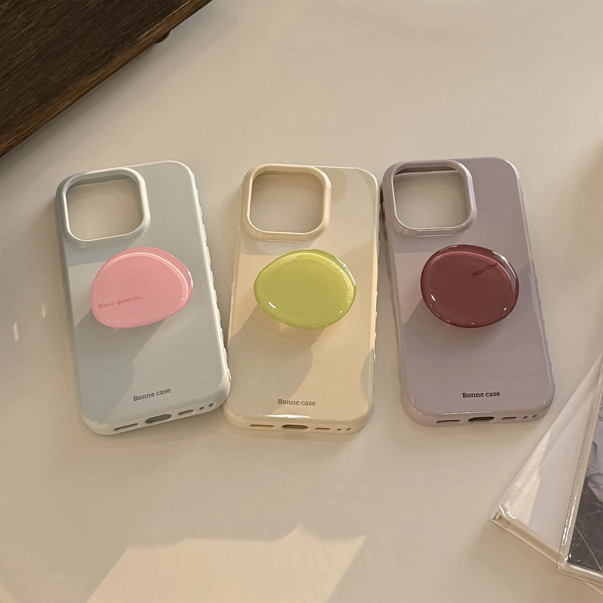 الحد الأدنى الكورية معكرون اللون طوي كريستال قوس جراب هاتف آيفون 17 16 15 14 13 12 برو ماكس للصدمات لينة غطاء #3