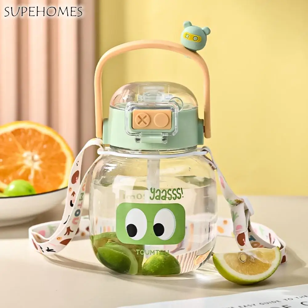 

Durable Cute Portable Water Bottle Transparent Large Capacity Straw Cup Universal Plastic Drinking Cup For Travel Summer Outdoor