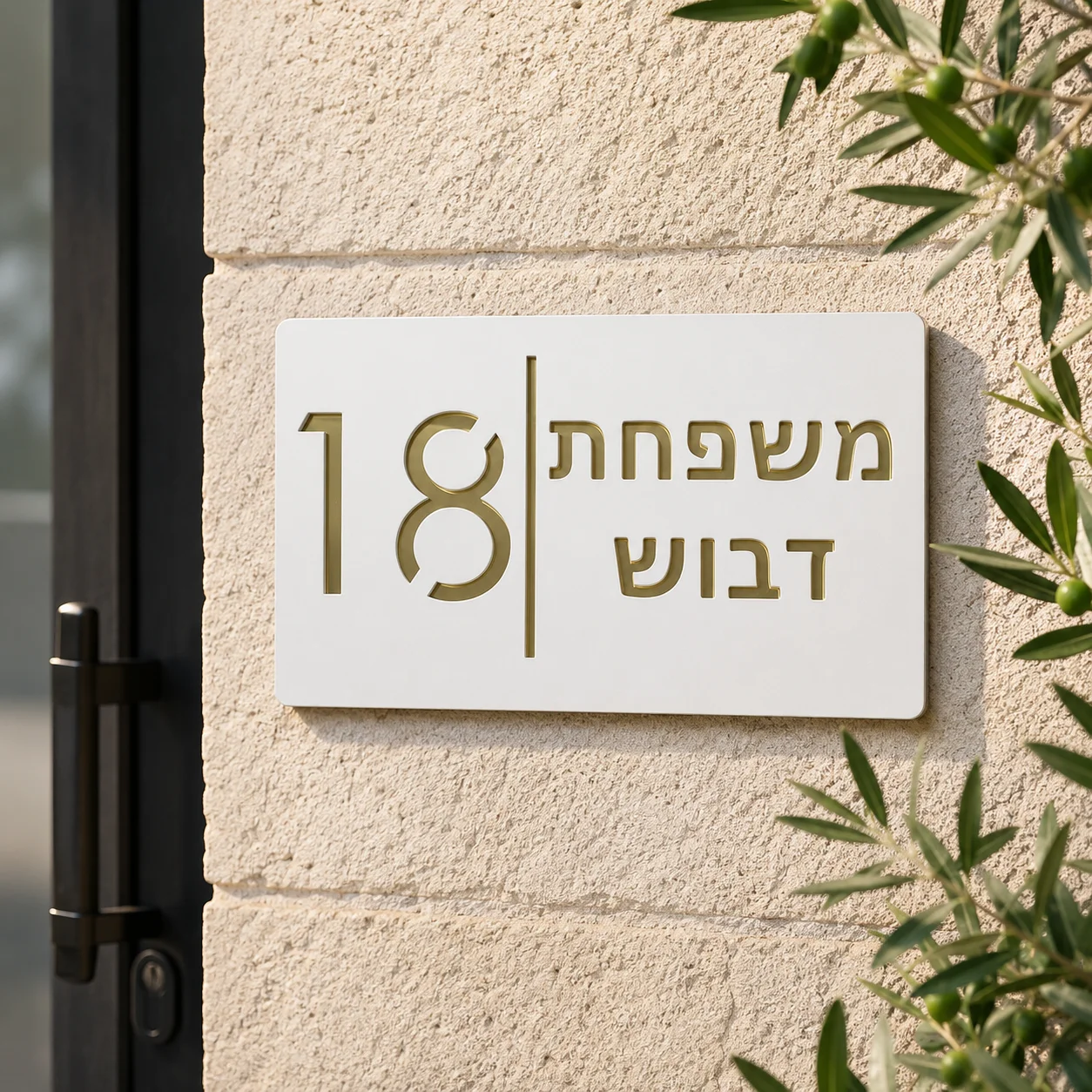 Door Sign Personalized Custom Laser Cut Acrylic Hebrew House Number Signs Plate Address Name Plaque Outdoor House Entrance Sign