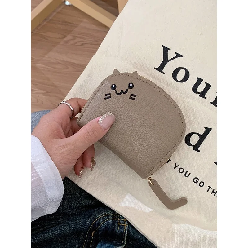 Ladies Card Holder Small Online Influencer Cute Multiple Card Slots Premium Cartoon Kitten Wallet