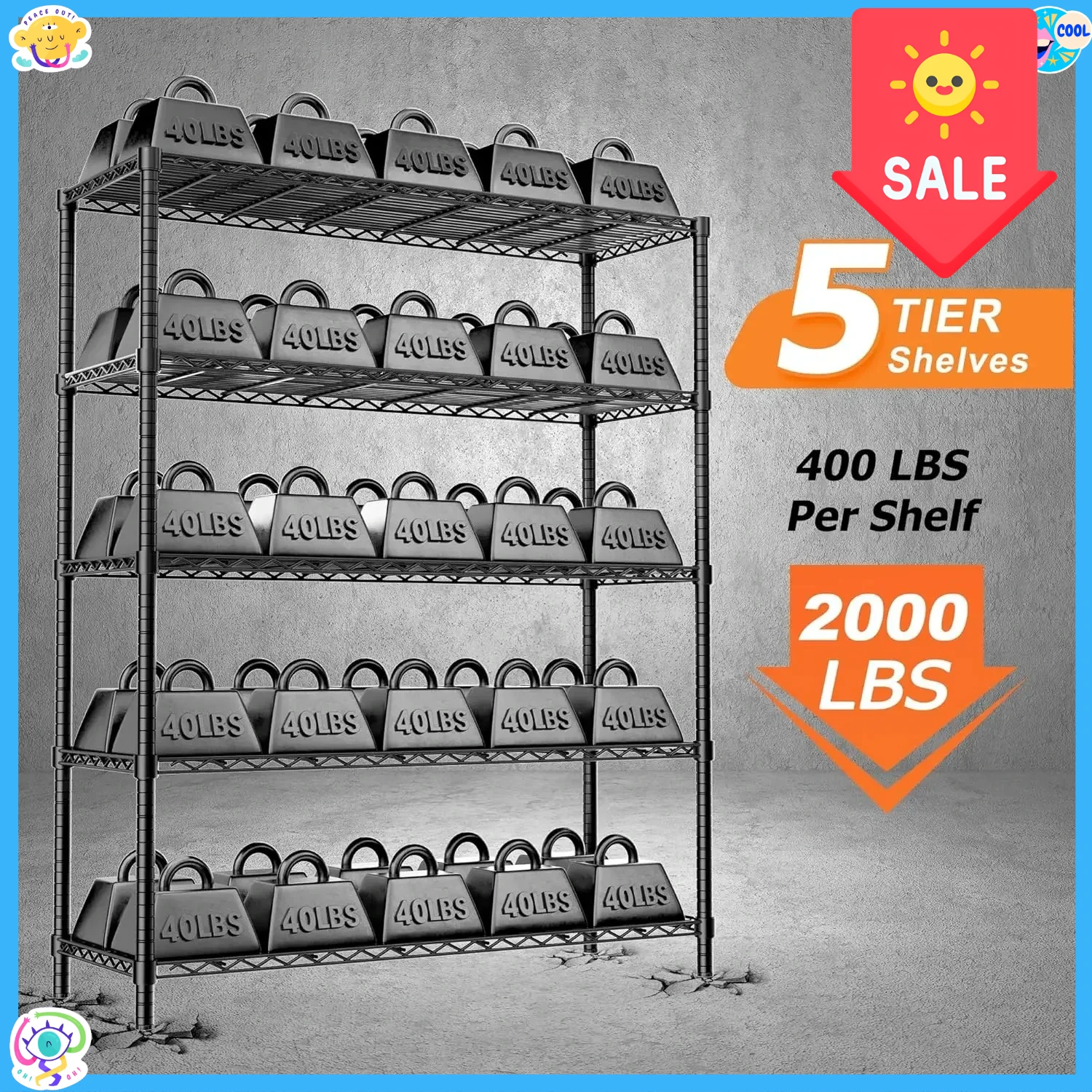 

Бестселлер: Стеллажи для хранения Heavy Duty, 4 шт., 48 дюймов (длина) x 20 дюймов (ширина) x 72 дюйма (высота), металлические стеллажи для гаража, выдерживают нагрузку до 2000 фунтов, 5-ярусные, регулируемые.