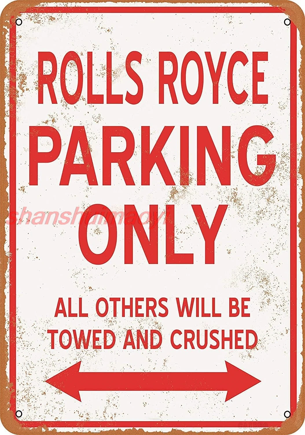 Rolls Royce Parking ONLY Vintage Look 8x12 Inches Metal Tin Sign Retro - Wall Decor Plaque Poster ASC