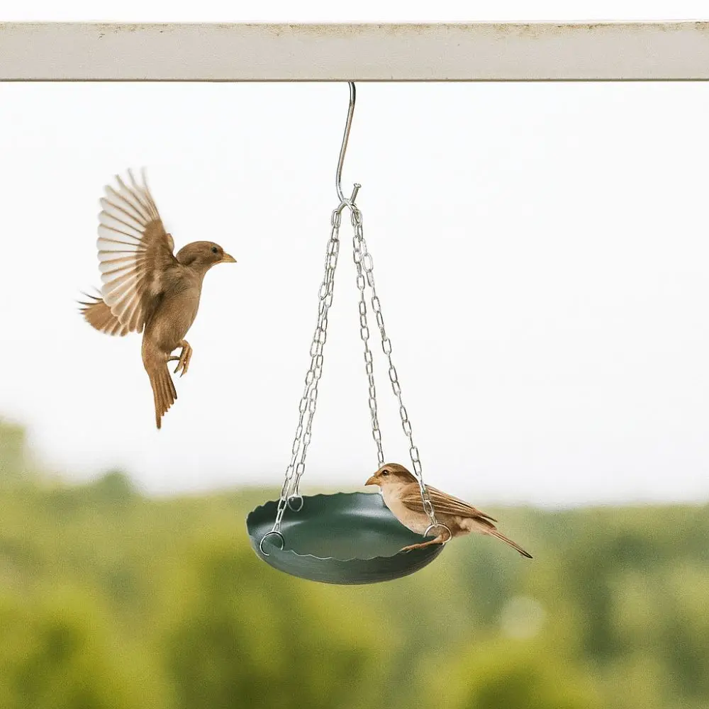 Multifunctional Adjustable Bird Feeding Tray Plastic Bird Water Bowl Hanging Bird Bath with Chain Bird Food Dispenser Tree