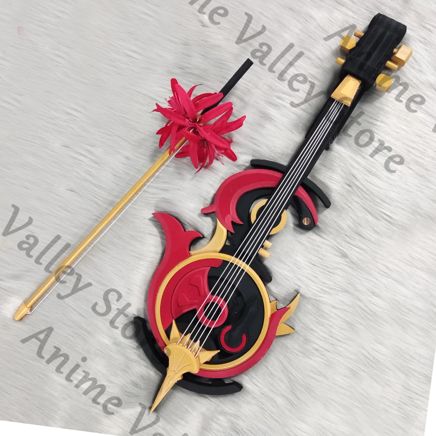 

Anime Phrolova Wuthering Waves Cosplay Red Magic Lily Violin Crabstick Prop Cartoon Fiddle Weaponry Props Cannot Be Played Gift