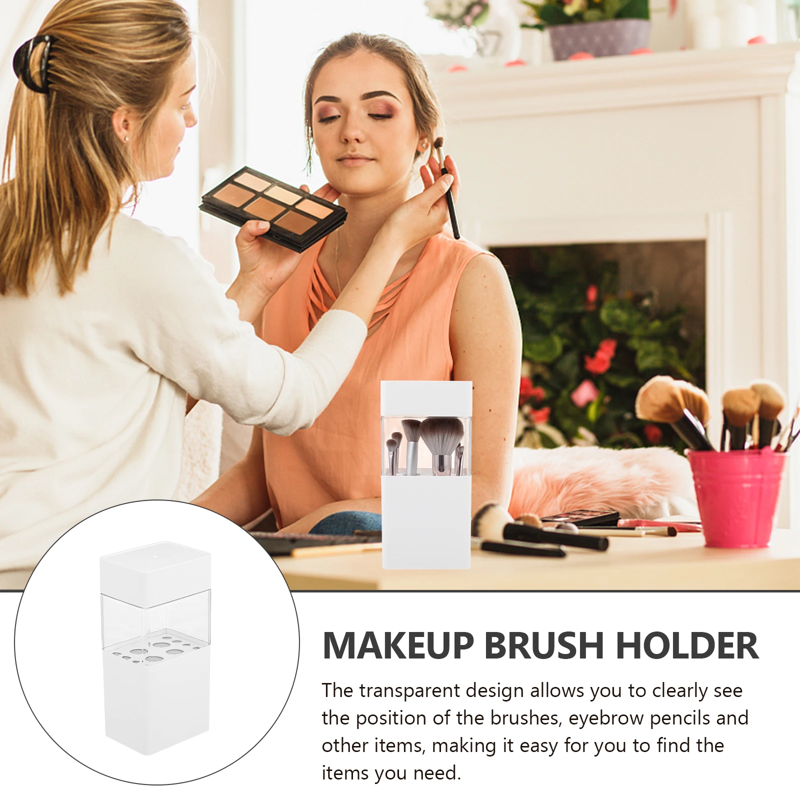 

Multi-Function Makeup Brush Bucket Dust-Proof Organizer for Home Use with Lid Makeup Brush Holder Cosmetics Holder