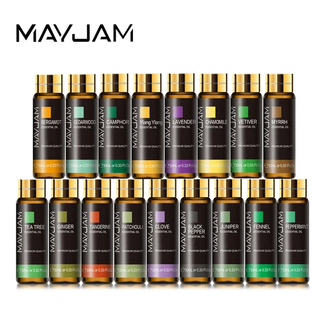 MAYJAM 10ml Czysty olejek eteryczny Lawenda Eukaliptus Wanilia Drzewo sandałowe Jaśmin Bergamotka Trawa cytrynowa Cynamon Grejpfrut 1 szt.