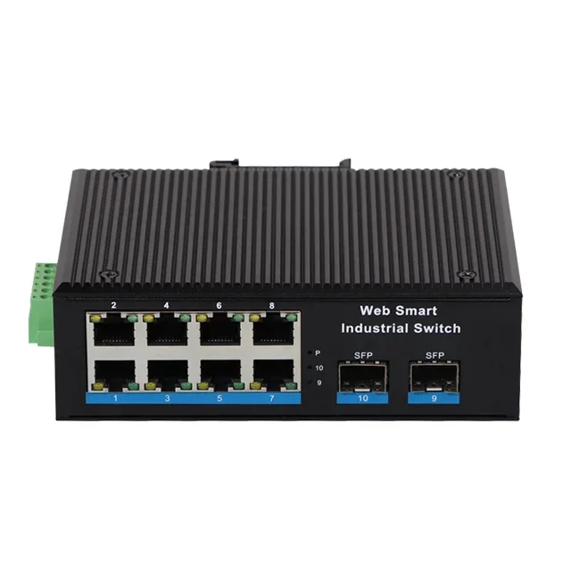 

Промышленный управляемый сетевой коммутатор WEB Management с 2 SFP-слотами и 8 портами RJ45, крепление на DIN-рейку 35 мм, L2 Gigabit