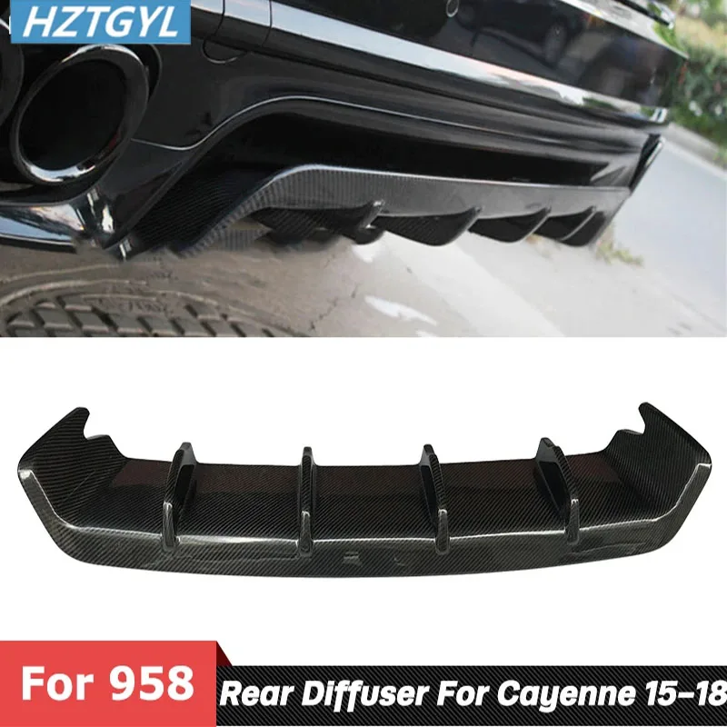 T Style Carbon Fiber Material Rear Bumper Lip Spoiler Diffuser For Porsche Cayenne 985 GTS Car Tuning 2015-2018