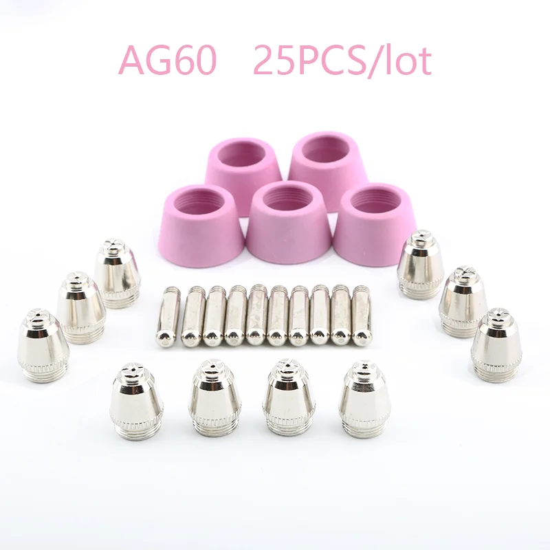 25pcs /50pcs /Lot SG 55 AG 60 Plasma KIT Plasma Nozzles, Plasma TIPS, for Plasma Cutter CUT50A 60A Cutting Machines