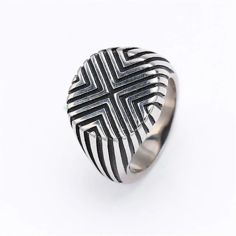 BOCAI S925 Sterling Silver Rings New Fashion Simple Stripe Totem Cross Pure Argentum Popular Hand Jewelry for Women Men