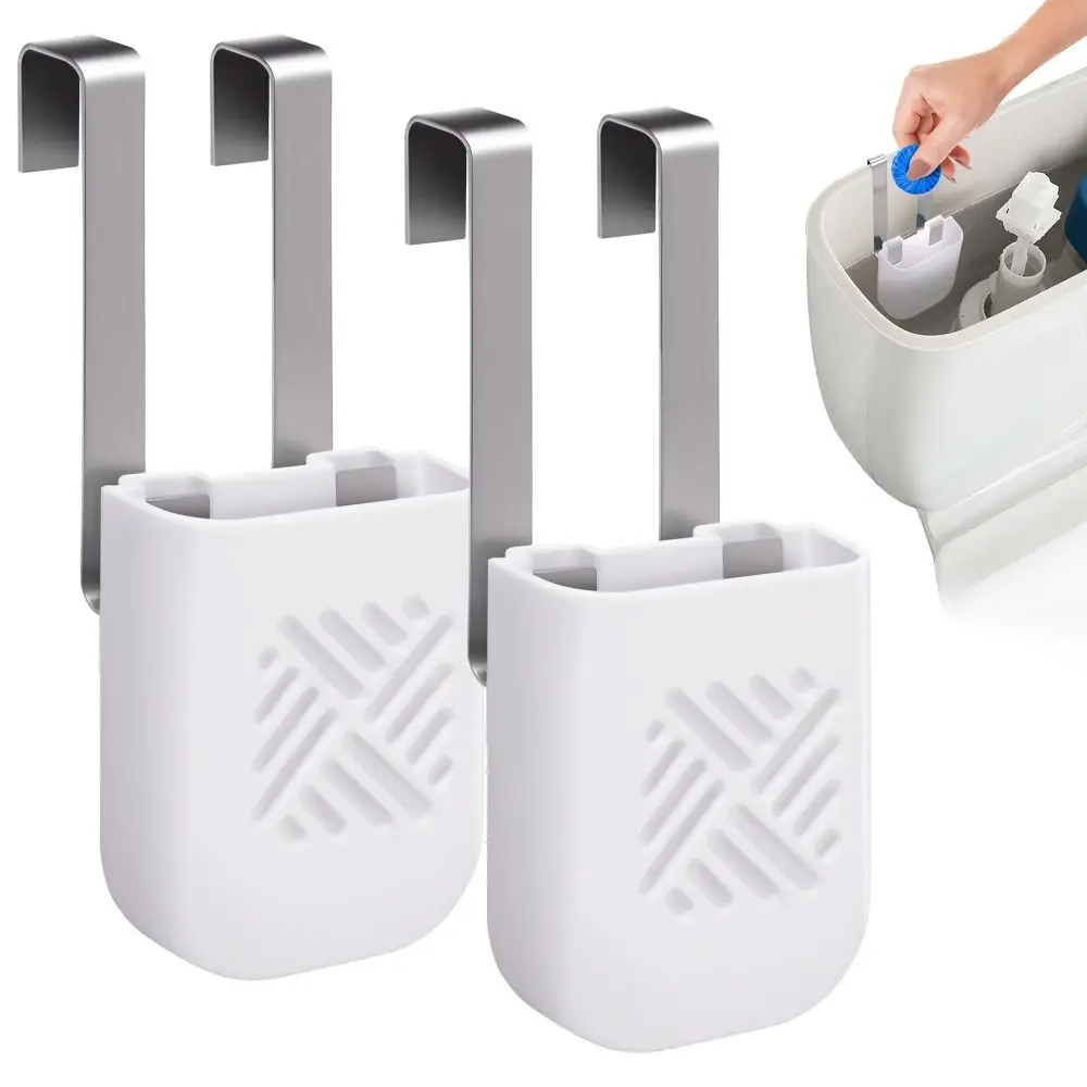 

Stainless Steel Toilet Tank Cleaning Tablet Holder with Double Hooks Adjustable Toilet Tank Bleach Tablet Bracket Hanging