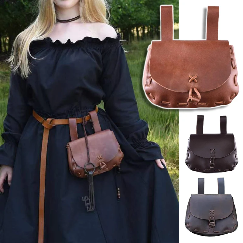 

Medieval Renaissance Style Waist Bag PU Leather Vintage Medieval Pouch Coin Purse Dice Bag For Men Women Larp Cosplay Props