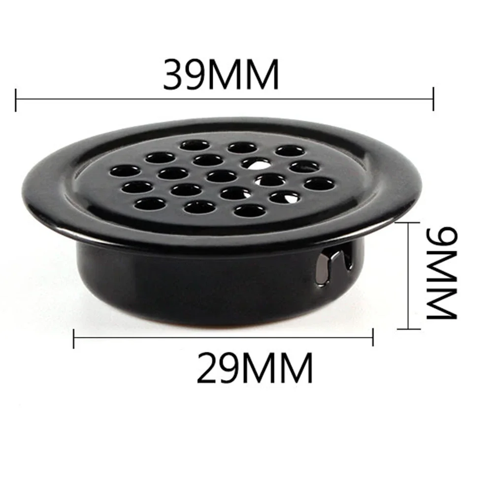 10 Metal Round Cabinet Air Duct Vent 19mm-53mm Steel Louver Mesh Hole Plug Decoration Cover Wardrobe Grille Ventilation System