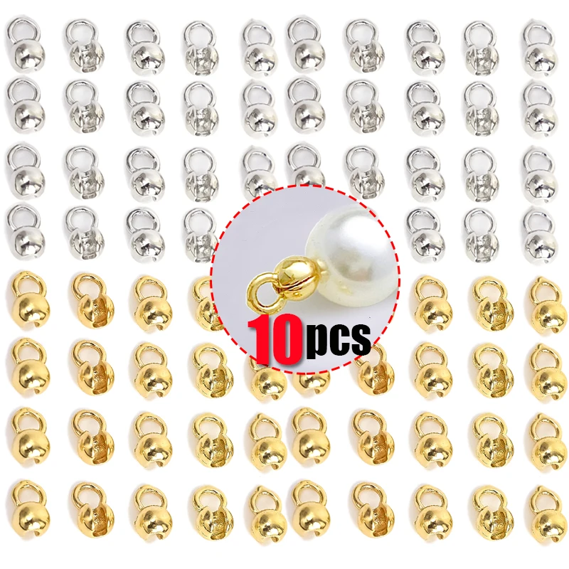 

10Pcs DIY Bead Tip Ball Chain Connector 18K Gold Plated Crimp End Bead Findings DIY Bracelets Necklace Jewelry Making Supplies