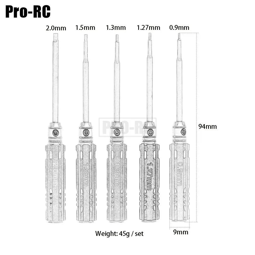 Meta 0.9/1.27/1.3/1.5/2.0mm Hexagon Screwdriver Screw Driver Tool Kit for 1/24 RC Car Axial SCX24 Traxxas TRX-4 Tamiya
