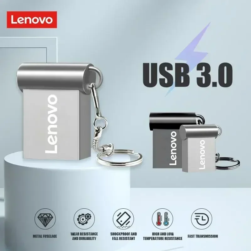 Lenovo-High Speed USB 3.0 Flash Drive, Memory Stick, Chave de Armazenamento, Dispositivos USB, Laptop, 2TB, 512GB, 256GB, 128GB, 1TB