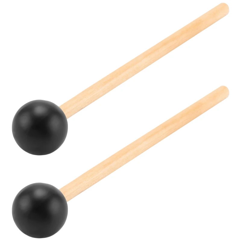 2 ชิ้นยางนุ่มหัว Sticks ไม้ Handle Bell Mallets สําหรับ Glockenspiel ระนาด Bell เครื่องดนตรีอะไหล่