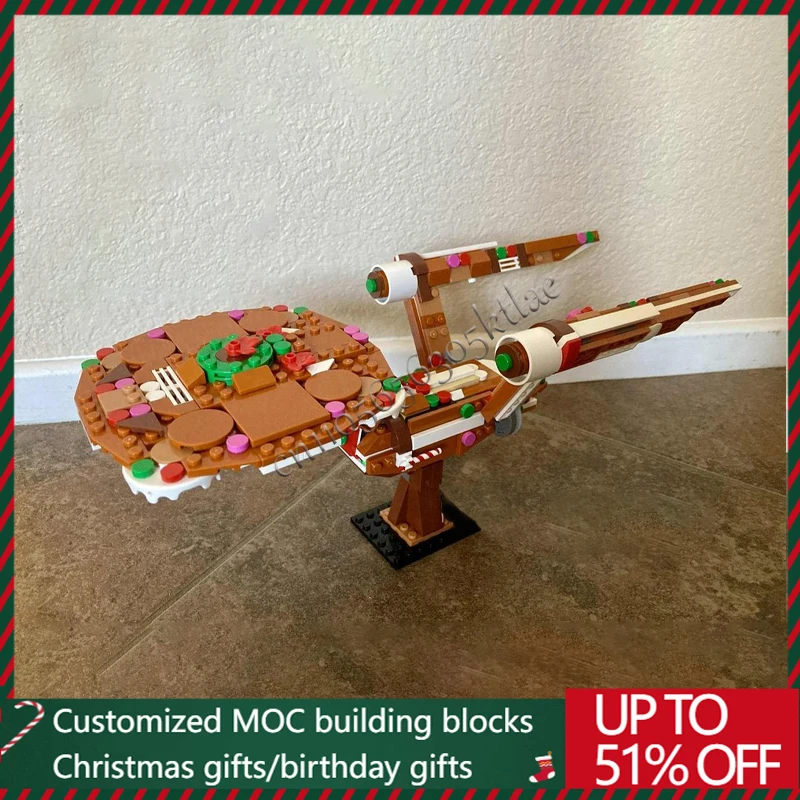 458 قطعة MOC تخصيص الزنجبيل طائرة حربية NCC 1701 الإبداعية بنة نموذج الأطفال التعليمية التجمع لعبة مهرجان هدية
