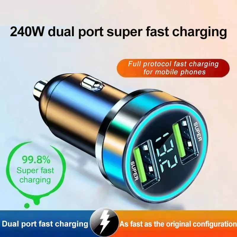 12V-24V Portable 2USB Car Charger Super Fast Charging Adapter for Iphone Huawei Samsung Xiaomi Phone