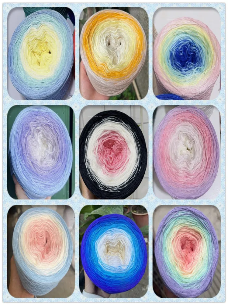 300G/Ball Cotton Woven Thread Gradient Baby Twine Cake Ball 6 Strands Mercerized Cotton Hand-DIY Crochet Pillow Cushion Shawl