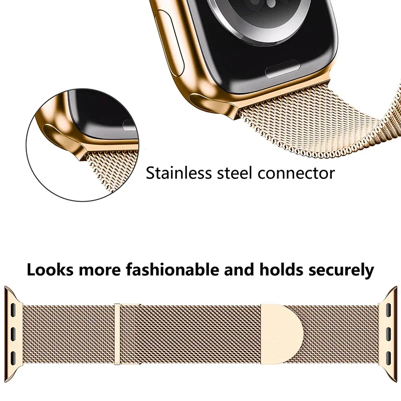 Milanese loop band for Apple watch UItra 9 8 7 6 5 4 45mm 44mm 41mm 40mm Metal magnetic double section strap iWatch 10 42mm 46mm