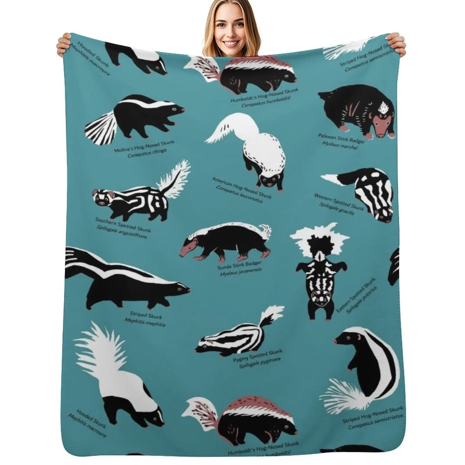 

Skunks of the World: Species of Family Mephitidae Throw Blanket Blankets For Sofas halloween Luxury Designer Tourist Blankets